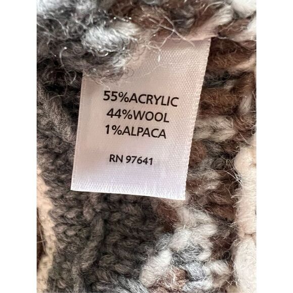 J. Jill wool alpaca blend southwestern aztec grey tan long sleeve cardigan - Picture 5 of 5